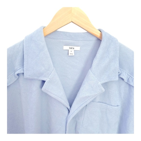 NWT BAR III Soft Terry Cloth Blue Short Sleeve Camp Shirt - Size 2X - Picture 3 of 13